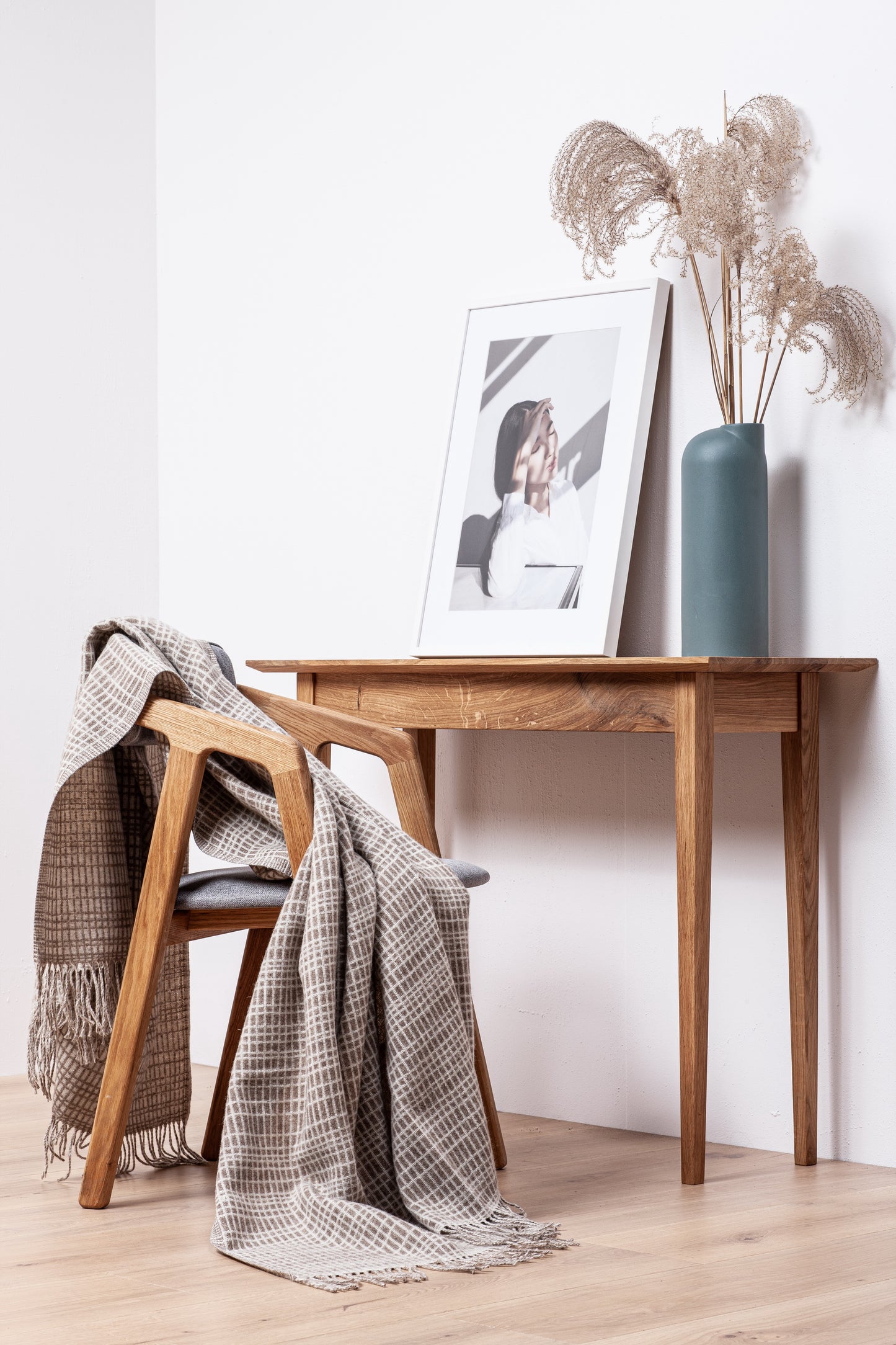 Rustic Charm: Reversible White and Brown Checkered Merino Wool Throw „Etno 3-00“